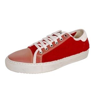 RARE PS821 Red Terry Low Top Lace Up Ankle Tennis Shoe Sneaker